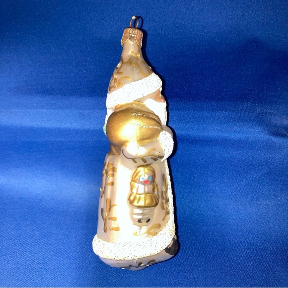 VTG Blown Glass SANTA Father Christmas Ornament CZECH REP St Nicholas gold White - Picture 4 of 11